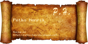 Petko Henrik névjegykártya